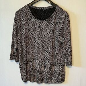 COPY - Lucky Brand Top 2X Blouse Shirt Womens Black 3/4 Sleeve Casual Graphic S…